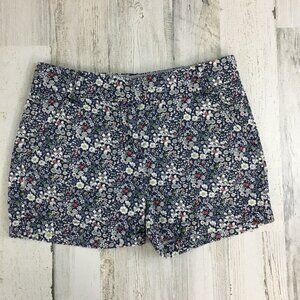 J Crew Liberty June's Meadow Blue Ditsy Floral Print Chino Shorts Sz 0